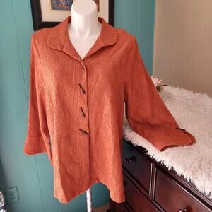 Moonlight Y & S Fashion Design Burnt Orange Wearable Art Blouse Shirt Top XL